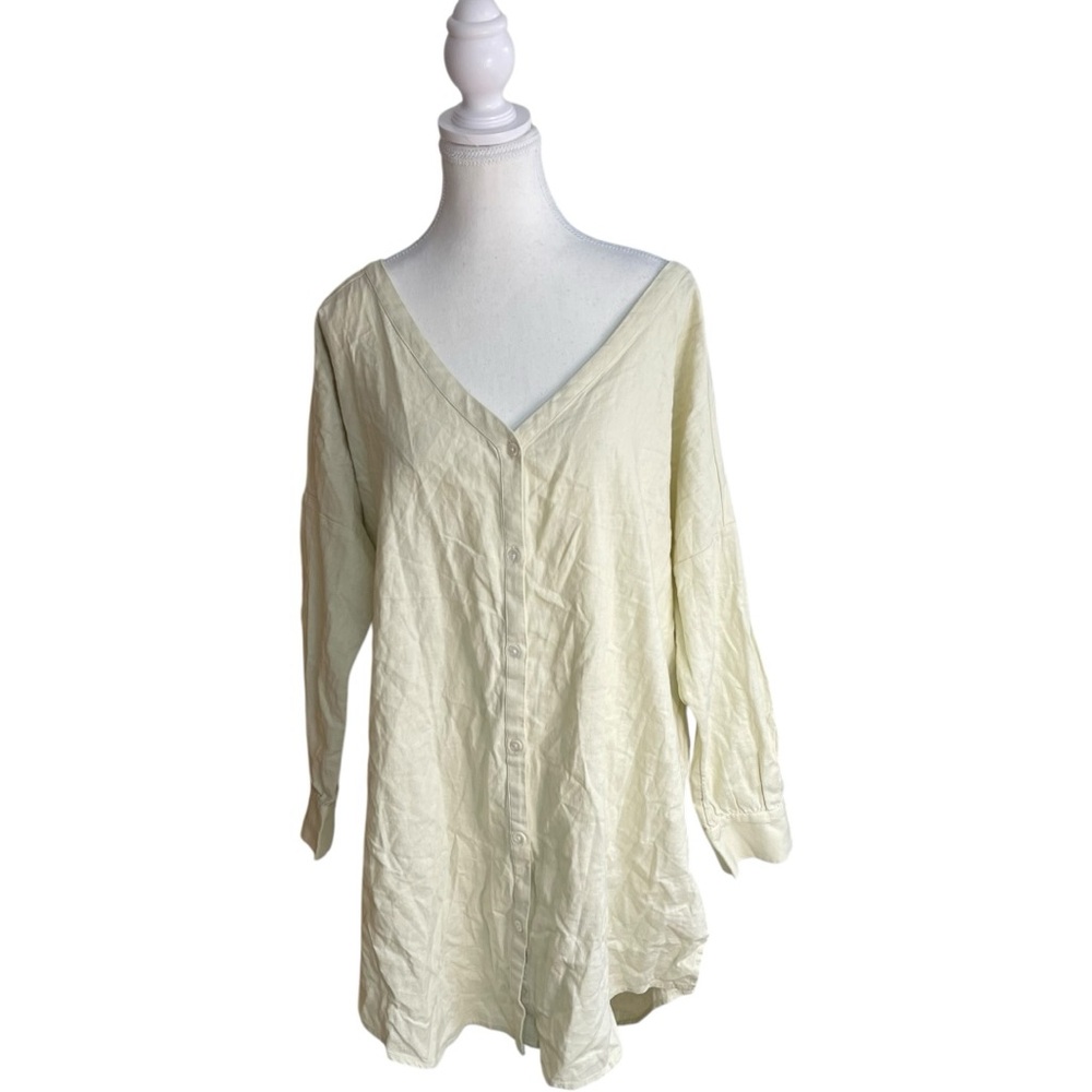 Chelsea28 Linen Cover-up Tunic Dress Beige